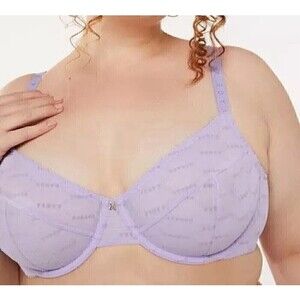 Savage X Fenty by Rihanna Women's Flocked Logo Unlined Demi Bra PURPLE LAVENDER